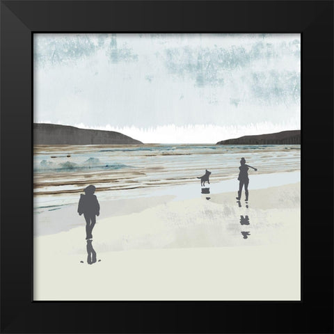 Beach Walking I Black Modern Wood Framed Art Print by Kouta, Flora