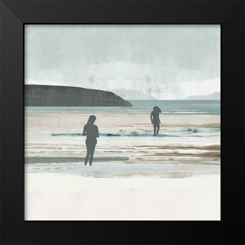 Beach Walking II Black Modern Wood Framed Art Print by Kouta, Flora