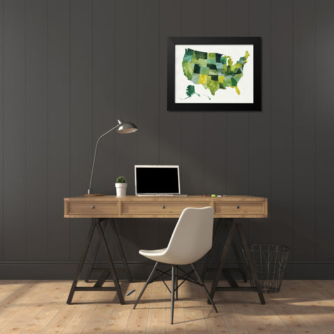 USA in Watercolor I Black Modern Wood Framed Art Print by Popp, Grace