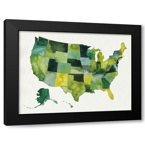 USA in Watercolor I Black Modern Wood Framed Art Print with Double Matting by Popp, Grace