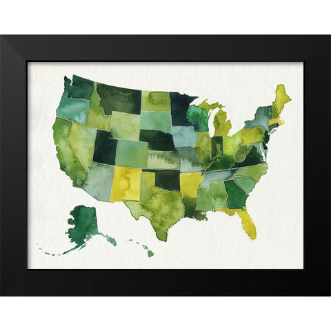 USA in Watercolor I Black Modern Wood Framed Art Print by Popp, Grace