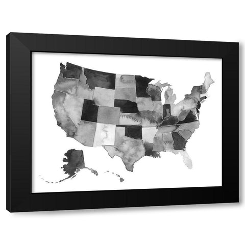 USA in Watercolor II Black Modern Wood Framed Art Print by Popp, Grace