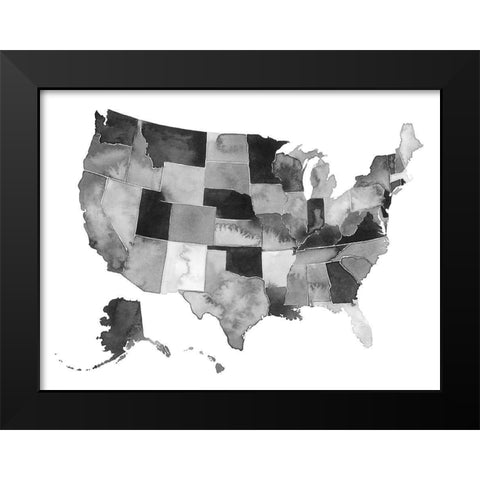USA in Watercolor II Black Modern Wood Framed Art Print by Popp, Grace