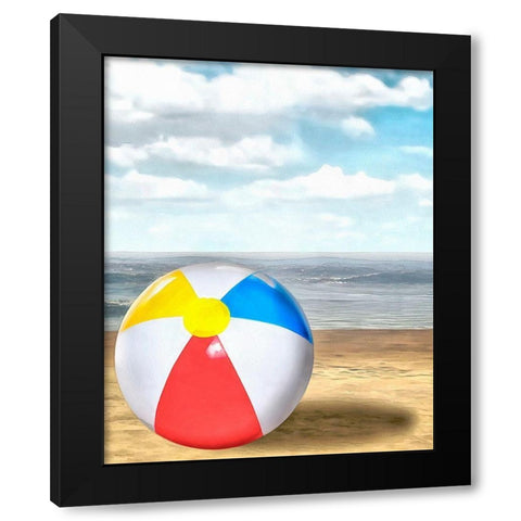 Beach Ball II Black Modern Wood Framed Art Print by Saunders, Alonzo