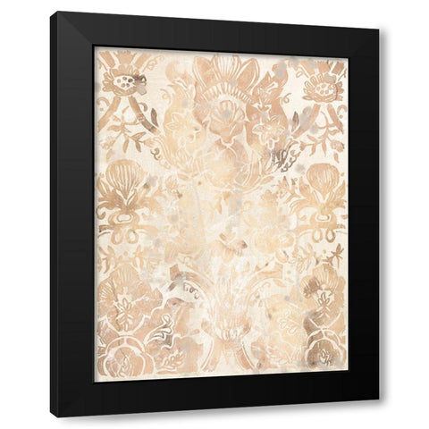 Walnut Damask III Black Modern Wood Framed Art Print with Double Matting by Vess, June Erica