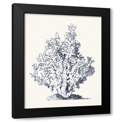 Blue Antique Coral I Black Modern Wood Framed Art Print with Double Matting by Vision Studio