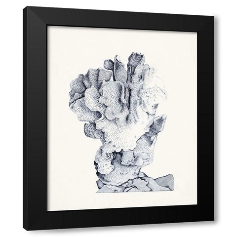 Blue Antique Coral IV Black Modern Wood Framed Art Print with Double Matting by Vision Studio
