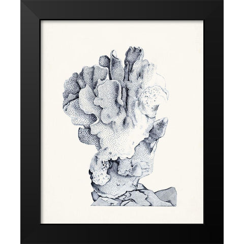 Blue Antique Coral IV Black Modern Wood Framed Art Print by Vision Studio