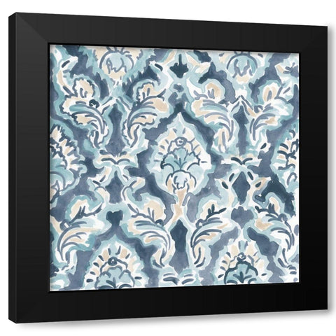 Blue And Khaki Motif I Black Modern Wood Framed Art Print with Double Matting by Vess, June Erica