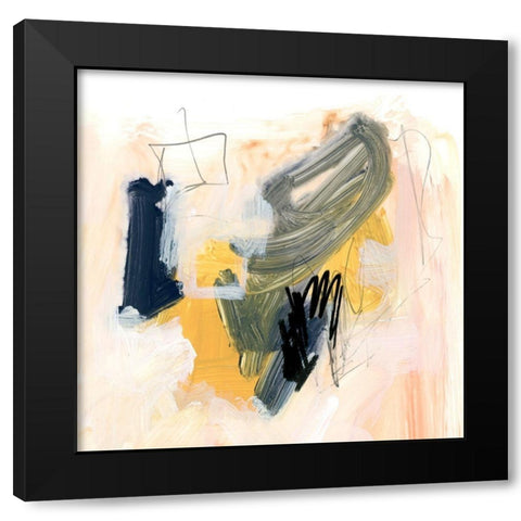 Yellow Ochre Splotch VI Black Modern Wood Framed Art Print with Double Matting by Parker, Jennifer Paxton