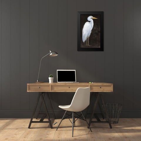 White Heron Portrait I Black Modern Wood Framed Art Print by OToole, Tim
