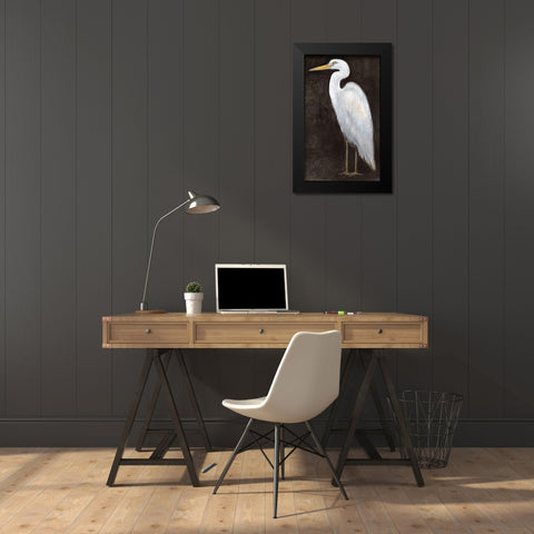 White Heron Portrait II Black Modern Wood Framed Art Print by OToole, Tim
