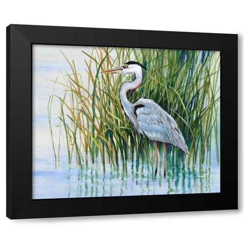 Heron in the Marsh II Black Modern Wood Framed Art Print with Double Matting by OToole, Tim