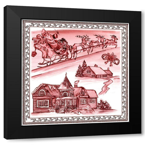 Christmas Wonderland Toile I Black Modern Wood Framed Art Print with Double Matting by Wang, Melissa