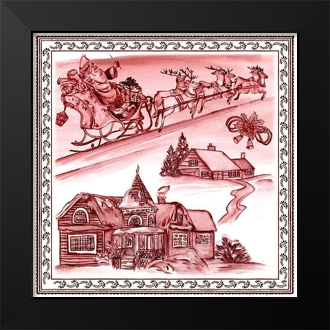 Christmas Wonderland Toile I Black Modern Wood Framed Art Print by Wang, Melissa