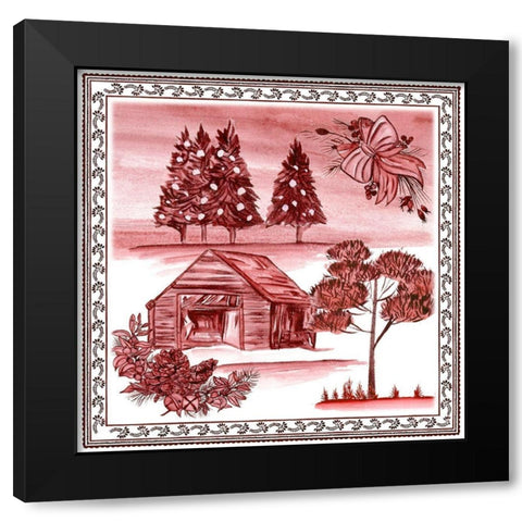 Christmas Wonderland Toile III Black Modern Wood Framed Art Print with Double Matting by Wang, Melissa