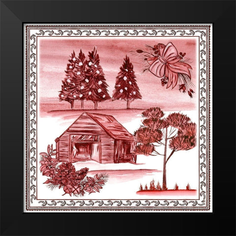 Christmas Wonderland Toile III Black Modern Wood Framed Art Print by Wang, Melissa