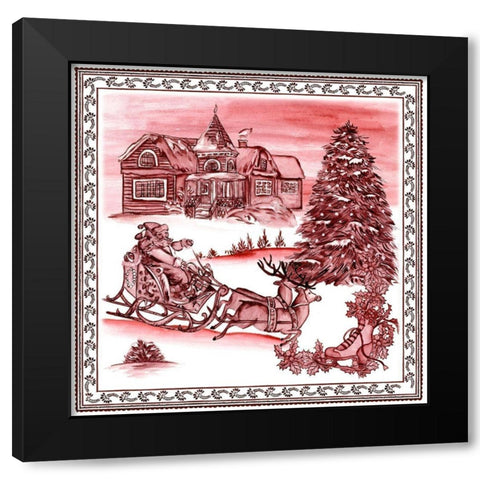 Christmas Wonderland Toile IV Black Modern Wood Framed Art Print with Double Matting by Wang, Melissa