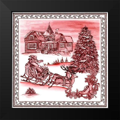 Christmas Wonderland Toile IV Black Modern Wood Framed Art Print by Wang, Melissa