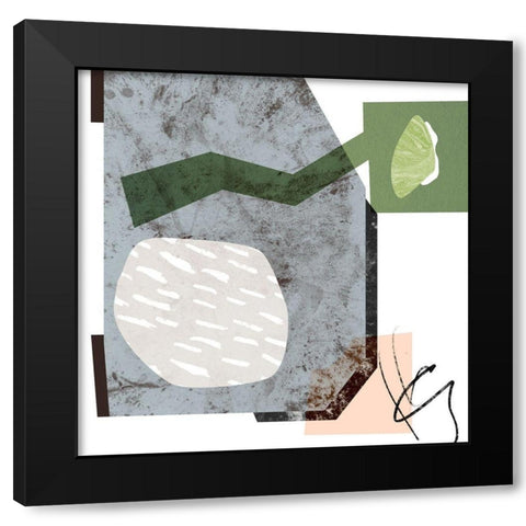 Ocean Stones I Black Modern Wood Framed Art Print with Double Matting by Wang, Melissa