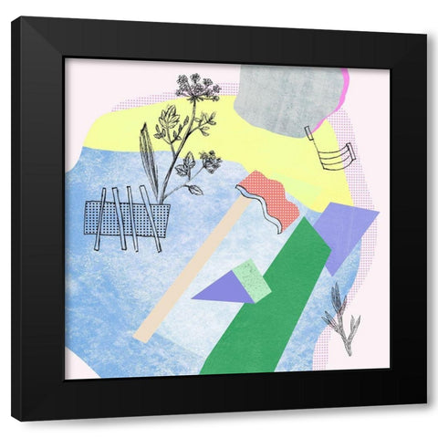 Flower-Field I Black Modern Wood Framed Art Print with Double Matting by Wang, Melissa