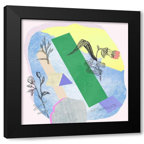 Flower-Field II Black Modern Wood Framed Art Print with Double Matting by Wang, Melissa