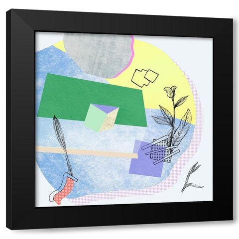 Flower-Field III Black Modern Wood Framed Art Print with Double Matting by Wang, Melissa