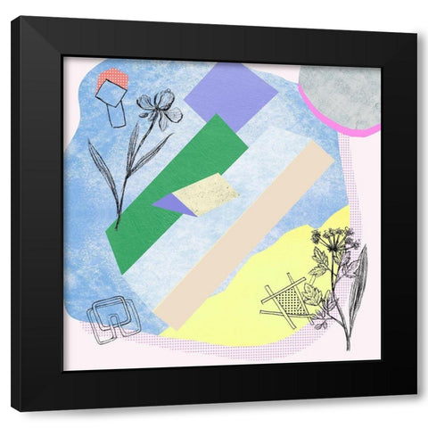 Flower-Field IV Black Modern Wood Framed Art Print with Double Matting by Wang, Melissa