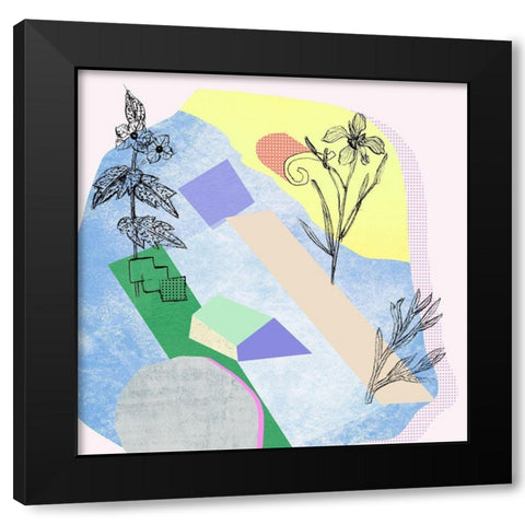 Flower-Field V Black Modern Wood Framed Art Print with Double Matting by Wang, Melissa