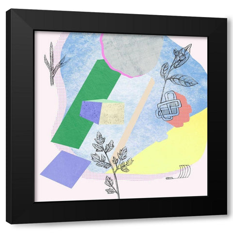 Flower-Field VI Black Modern Wood Framed Art Print with Double Matting by Wang, Melissa