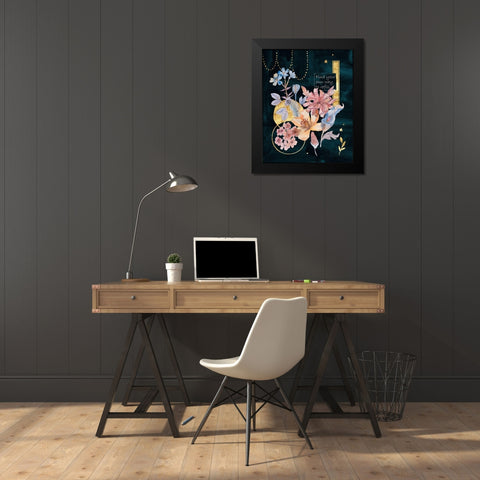 Moonlight Flowers II Black Modern Wood Framed Art Print by Wang, Melissa