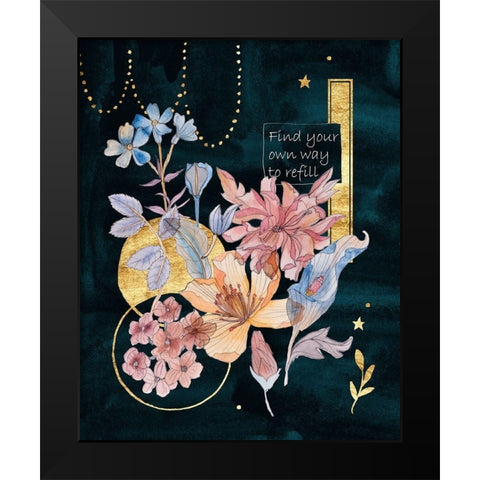 Moonlight Flowers II Black Modern Wood Framed Art Print by Wang, Melissa