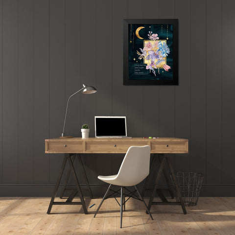 Moonlight Flowers III Black Modern Wood Framed Art Print by Wang, Melissa