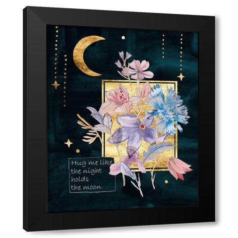 Moonlight Flowers III Black Modern Wood Framed Art Print with Double Matting by Wang, Melissa