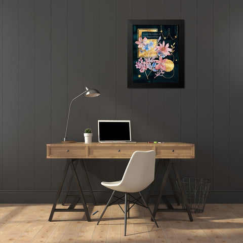 Moonlight Flowers IV Black Modern Wood Framed Art Print by Wang, Melissa