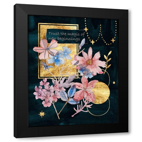 Moonlight Flowers IV Black Modern Wood Framed Art Print with Double Matting by Wang, Melissa