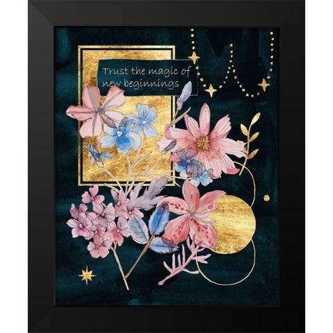 Moonlight Flowers IV Black Modern Wood Framed Art Print by Wang, Melissa