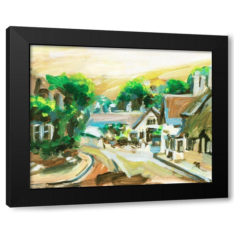 Spring Village II Black Modern Wood Framed Art Print with Double Matting by Wang, Melissa