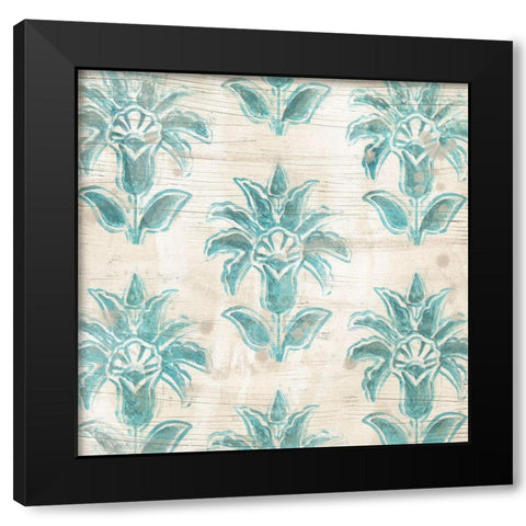 Serene Cerulean V Black Modern Wood Framed Art Print by Vess, June Erica