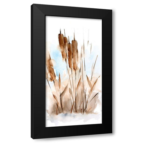 Watercolor Cattail Study I Black Modern Wood Framed Art Print by Harper, Ethan
