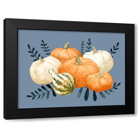 Autumn Orange And Blues I Black Modern Wood Framed Art Print by Caroline, Emma