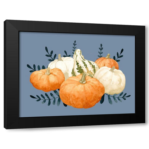 Autumn Orange And Blues II Black Modern Wood Framed Art Print with Double Matting by Caroline, Emma