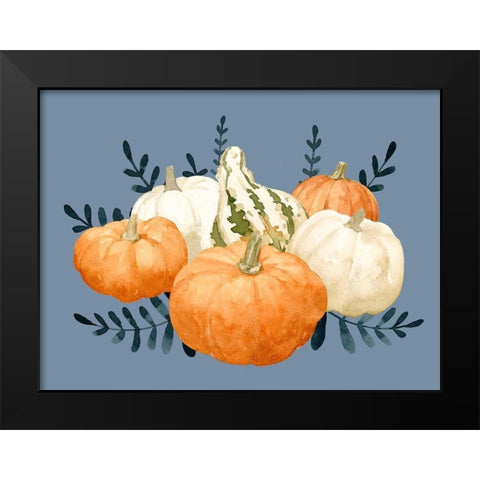 Autumn Orange And Blues II Black Modern Wood Framed Art Print by Caroline, Emma