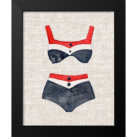 Vintage Swimming I Black Modern Wood Framed Art Print by Warren, Annie
