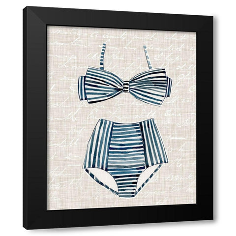 Vintage Swimming IV Black Modern Wood Framed Art Print with Double Matting by Warren, Annie