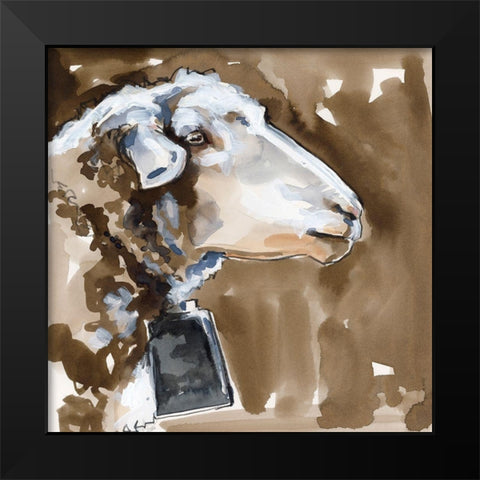 Side Eye Sheep I Black Modern Wood Framed Art Print by Parker, Jennifer Paxton