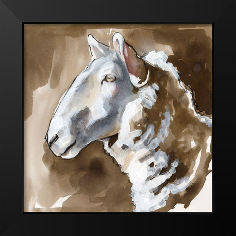Side Eye Sheep II Black Modern Wood Framed Art Print by Parker, Jennifer Paxton