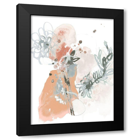 Petal Drift I Black Modern Wood Framed Art Print by Vess, June Erica