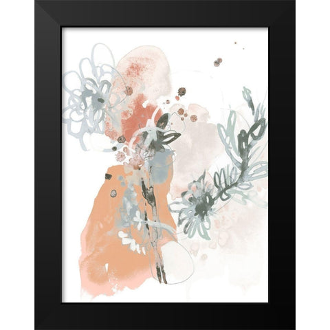 Petal Drift I Black Modern Wood Framed Art Print by Vess, June Erica