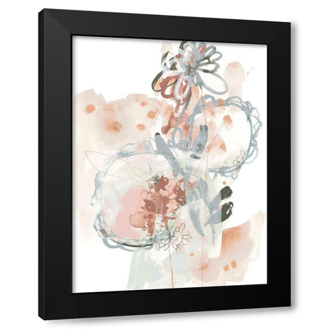 Petal Drift II Black Modern Wood Framed Art Print by Vess, June Erica